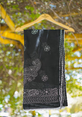 Lawn Chikankari Shawl D - 12 - Black