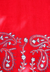 Pashmina Wool Needle Work Shawl D - 19 - Red