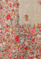 Pashmina Embroidered Jaaldar Shawl D - 02 - Brown