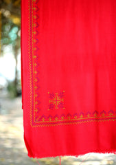 Pashmina Wool Needle Work Shawl D - 20 - Red