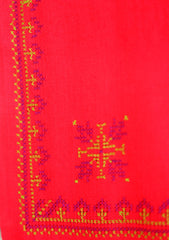Pashmina Wool Needle Work Shawl D - 20 - Red