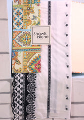 Embroidered Lawn Summer Shawl D#43 - White