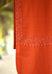 Pashmina Kashmiri Work Shawl D - 81 - Rust