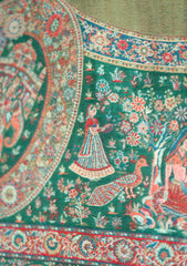 Pashmina Kaani Zari Shawl D - 05 - Green