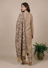 Winter - Riwaj - Pashmina Kashmiri Needle 3 Pcs Suit - D#01 - Brown