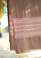 Pashmina Wool Needle Work Shawl D - 17 - Chocolate