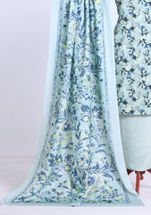 Winter - Rubaaiyat - D Prints - Marina 26 - Wool Shawl - RPM#06 - L Green