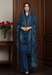 Winter - Meemsey - Noor Jahan - Makhmal 25 - Jacquard Shawl - D#01 - Blue