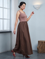 Pret - Moven - Indigo Cotton Blended Jersey Women's Frock - Brown