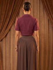 Pret - Moven - Cotton Collar tie Top - Maroon