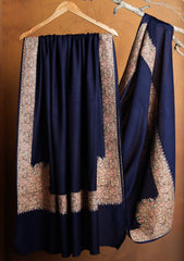 Pashmina Embroidered Border Shawl D#201 - N Blue