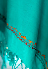 Kashmiri Ari Work Poncho D - 01 - DS Green