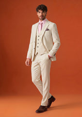 Dormeuil Exel Unique Stretch Wool Fabric - Cream