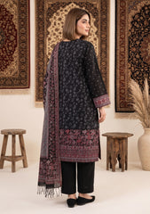 Winter - Fancy Silk Zari Jamawar - 3 Pcs Suit - D#20 - Black