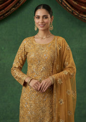 Formals - Riwaj - Fancy Net - 2 Pcs Suit - CND#1208 - Mustard