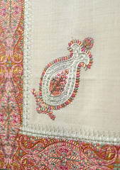 Pashmina Emb Palu Border Shawl D - 12 - Skin