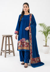 Winter - Riwaj - Velvet Jamawar Patch Work Suit - D#01 - Ferozi