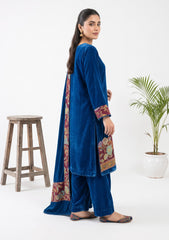 Winter - Riwaj - Velvet Jamawar Patch Work Suit - D#01 - Ferozi