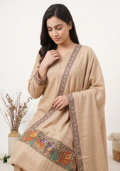 Winter - Riwaj - Pashmina Qalamkar Patch Work Suit - D#07 - Skin