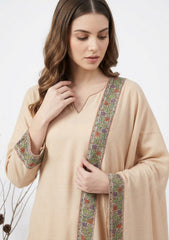 Winter - Riwaj - Pashmina Qalamkar Patch Work Suit - D#08 - Skin
