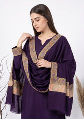 Winter - Riwaj - Pashmina Qalamkar Patch Work Suit - D#10 - Purple