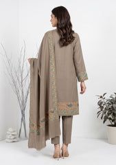 Winter - Riwaj - Pashmina Qalamkar Patch Work Suit - D#15 - Brown