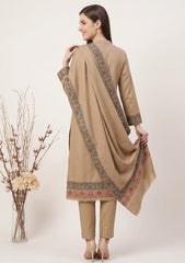 Winter - Riwaj - Pashmina Qalamkar Patch Work Suit - D#16 - Brown