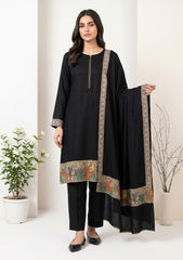 Winter - Riwaj - Pashmina Qalamkar Patch Work Suit - D#22 - Black