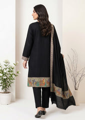 Winter - Riwaj - Pashmina Qalamkar Patch Work Suit - D#22 - Black