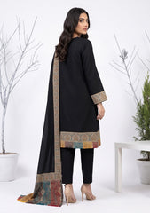 Winter - Riwaj - Pashmina Qalamkar Patch Work Suit - D#24 - Black