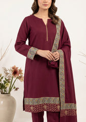Winter - Riwaj - Pashmina Qalamkar Patch Work Suit - D#32 - Maroon