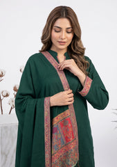 Winter - Riwaj - Pashmina Jamawar Patch Work Suit - D#02 - D Green