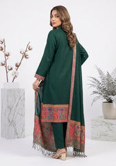 Winter - Riwaj - Pashmina Jamawar Patch Work Suit - D#02 - D Green