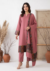 Winter - Riwaj - Pashmina Jamawar Patch Work Suit - D#04 - Pink