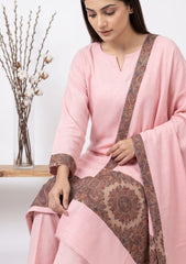 Winter - Riwaj - Pashmina Jamawar Patch Work Suit - D#05 - B Pink