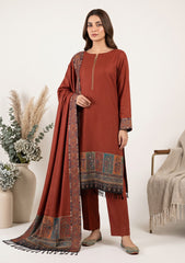 Winter - Riwaj - Pashmina Jamawar Patch Work Suit - D#09 - Rust