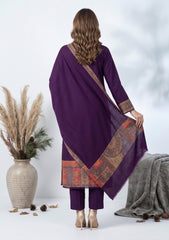 Winter - Riwaj - Pashmina Jamawar Patch Work Suit - D#10 - Purple
