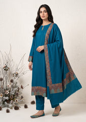 Winter - Riwaj - Pashmina Jamawar Patch Work Suit - D#14 - Zink