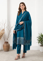 Winter - Riwaj - Pashmina Jamawar Patch Work Suit - D#15 - Zink