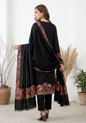 Winter - Riwaj - Pashmina Jamawar Patch Work Suit - D#17 - Black