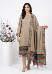 Winter - Riwaj - Pashmina Jamawar Patch Work Suit - D#20 - L Brown