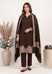 Winter - Riwaj - Pashmina Jamawar Patch Work Suit - D#22 - Ch Brown