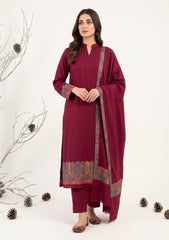 Winter - Riwaj - Pashmina Jamawar Patch Work Suit - D#24 - D Pink