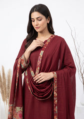 Winter - Riwaj - Pashmina Jamawar Patch Work Suit - D#26 - Maroon