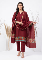 Winter - Riwaj - Pashmina Jamawar Patch Work Suit - D#26 - Maroon