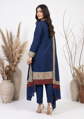 Winter - Riwaj - Pashmina Qalamkar Patch Work Suit - D#34 - N Blue