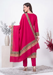 Winter - Riwaj - Pashmina Qalamkar Patch Work Suit - D#35 - Sh Pink