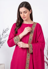 Winter - Riwaj - Pashmina Qalamkar Patch Work Suit - D#35 - Sh Pink