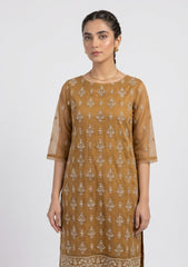 Formals - Riwaj - Fancy Net - 2 Pcs Suit - CND#02 - Golden Brown