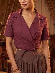 Pret - Moven - Cotton Collar tie Top - Maroon